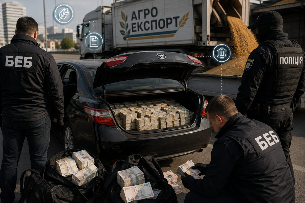 Тіньовий агроекспорт на десятки мільярдів та авто з готівкою у центрі Києва: БЕБ та Нацполіція викрили масштабну схему відмивання коштів