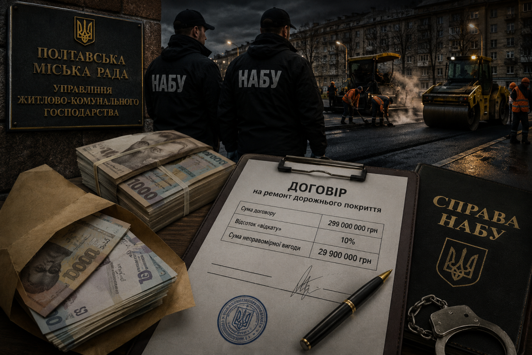 Мільйонні «відкати» на ремонтах доріг: НАБУ і САП вручили підозри посадовцям Полтавщини за розкрадання 30 мільйонів