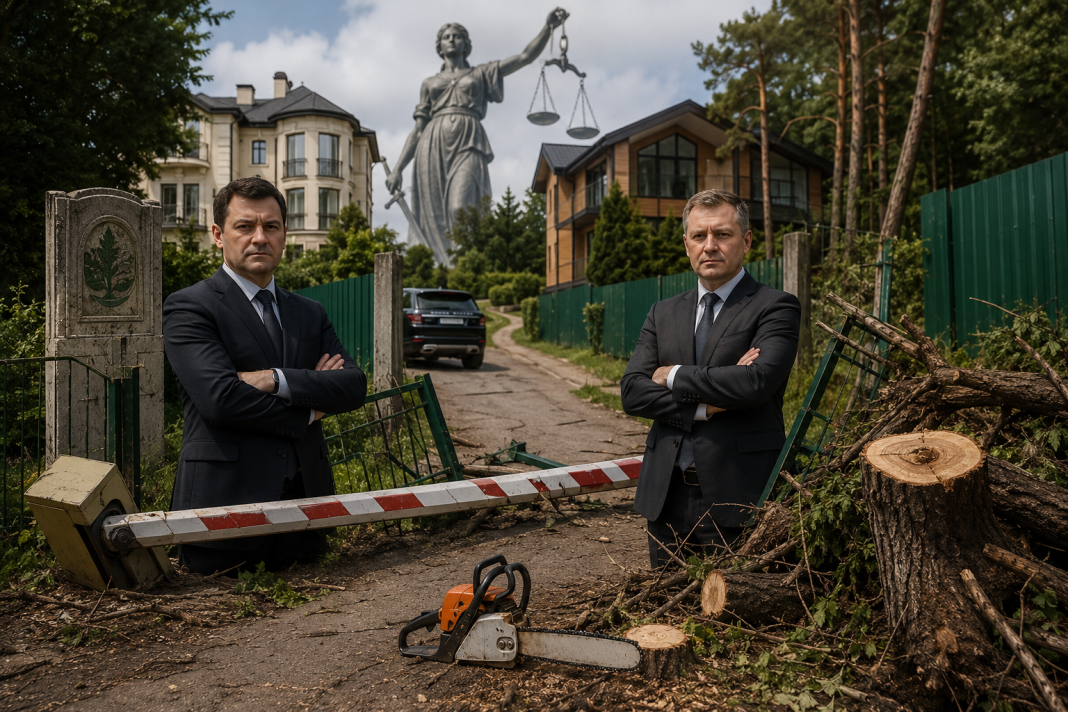 «Суддівське свавілля у Феофанії»: як слуги Феміди Парінов та Беспалов знесли заповідний паркан і вирубали дерева заради власних маєтків