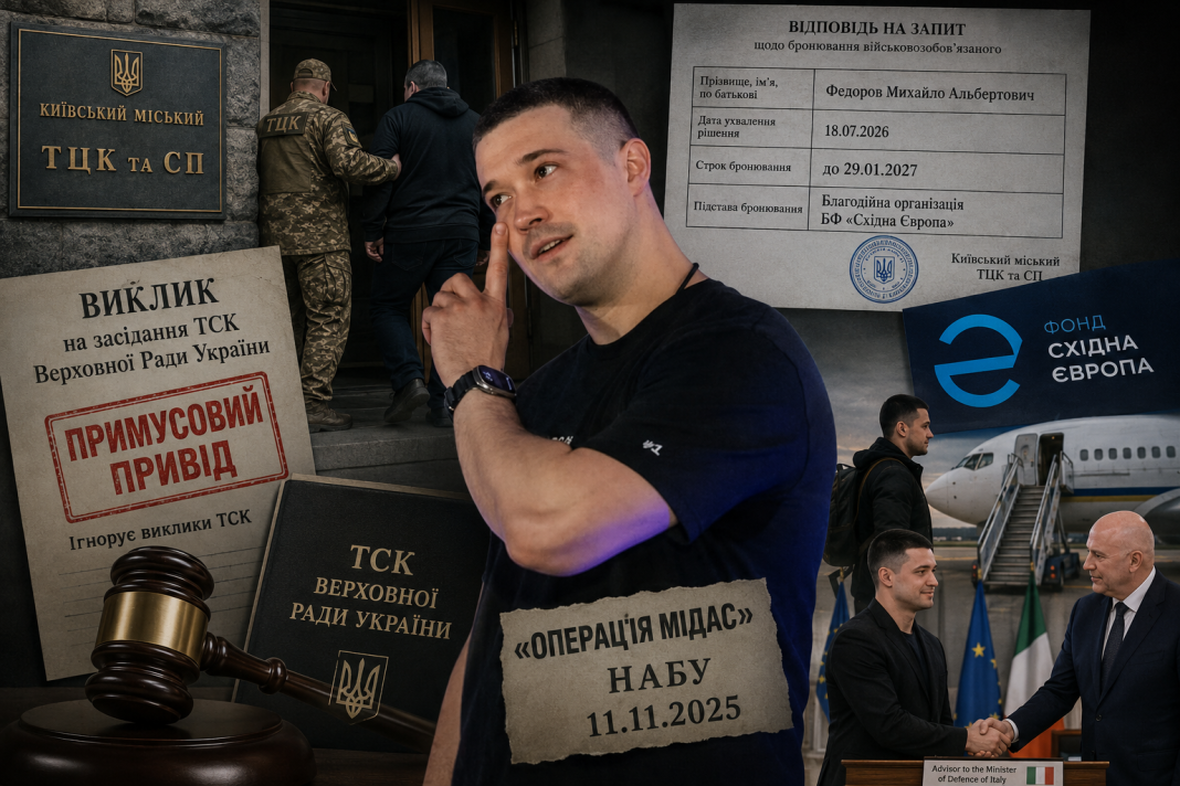 «Бронювання для ексміністра»: Поки Михайло Федоров ігнорує ТСК та радить міністру оборони Італії, йому оформили відстрочку через благодійний фонд