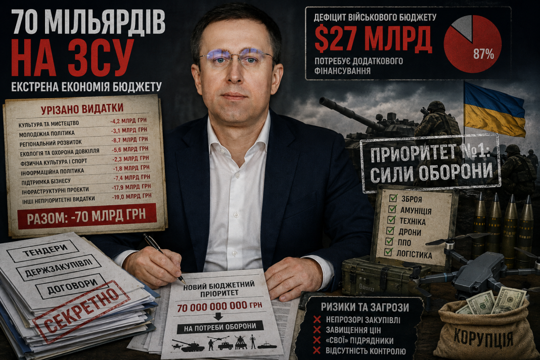 «70 МІЛЬЯРДІВ НА ЗСУ ЧИ ЧЕРГОВА КОРУПЦІЙНА ГОДІВНИЦЯ?»: Уряд Корюцького екстрено урізає цивільні видатки під прикриттям «жорсткої економії»