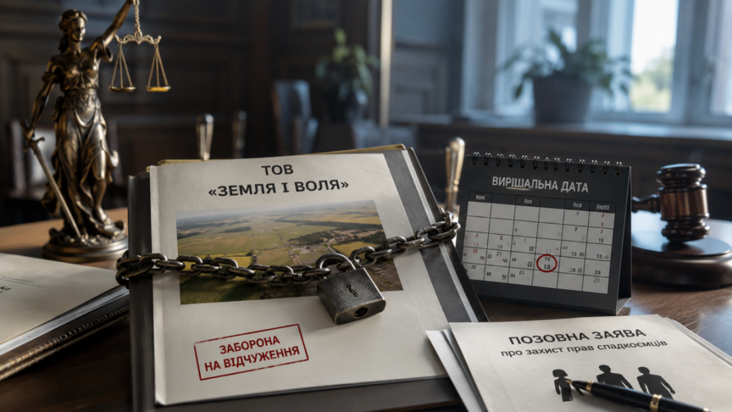 Битва в суді за ТОВ «ЗЕМЛЯ І ВОЛЯ»: спадкоємці прагнуть зупинити передачу корпоративних прав перед важливою датою