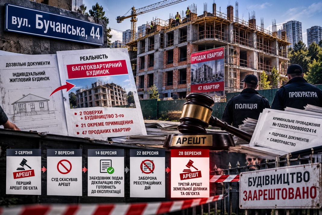 Земельний дерибан у Києві: скандальне будівництво на Бучанській, 44 знову заарештували через підробку документів