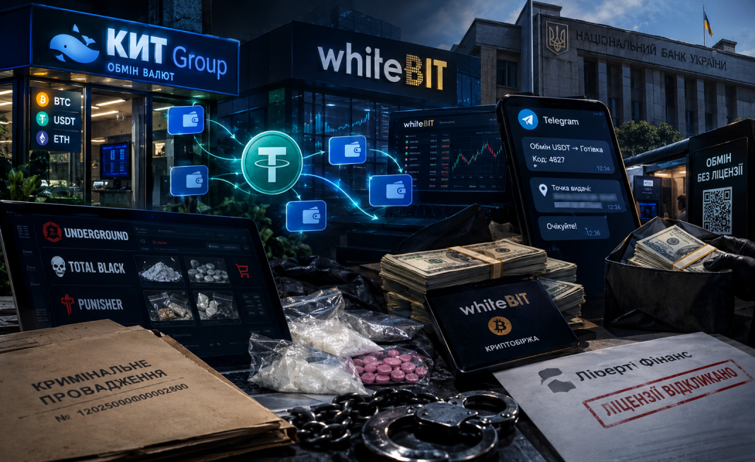 Наркотрафік через «холодні» гаманці: «КИТ Group», WhiteBIT та мільйонні потоки крипти під прикриттям тіньових обмінників