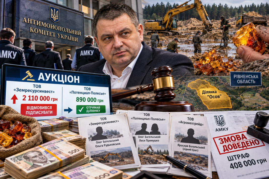 Бурштинова мафія під прикриттям АМКУ: як ділки на чолі з Олегом Богельським вимивають мільйони з держбюджету через штучні аукціонні зговори