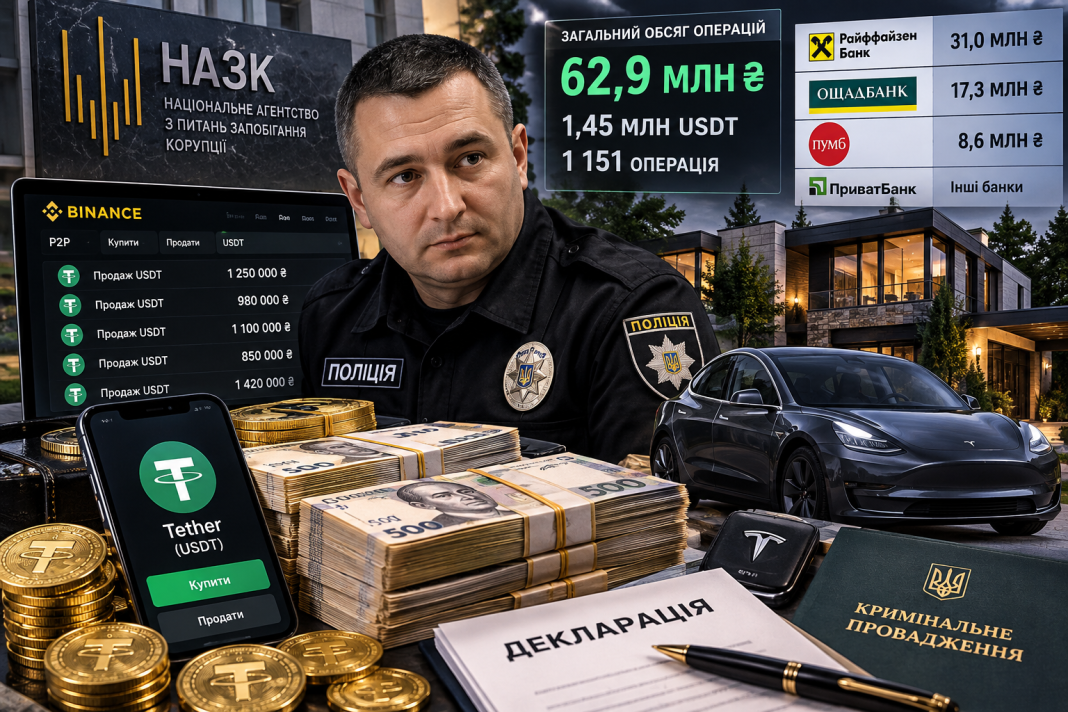 Криптомільйонець у погонах: оперуповноважений з Київщини «накрутив» 62,9 мільйона гривень через P2P-обміни
